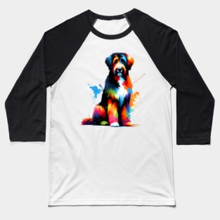 Colorful Abstract Berger Picard in Splash Art Style Baseball T-Shirt